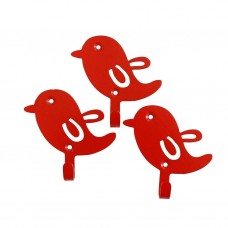 Набор крючков (3шт) Птицы, красный, металл