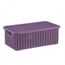 Коробка ВЯЗАНИЕ 6л с крышкой, пурпурный