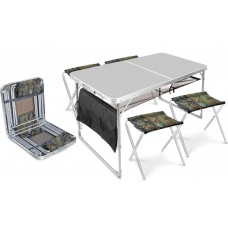 Набор: стол складной + 4 стула складные дачные, металлик-хант