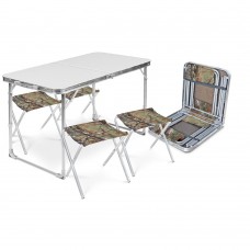 Набор: стол складной + 4 стула складные дачные, металлик-хант