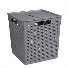 Коробка квадратная «Лофт» 23л 294х294х301мм с крышкой, цвет серый
